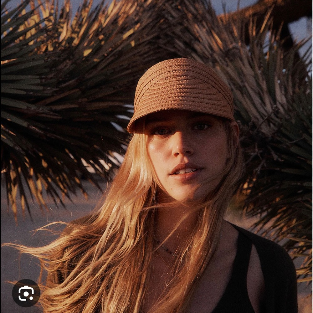 Madewell packable braided straw visor one size NWOT